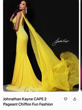 Johnathan Kayne NudeChiffon Cape Evening Gown